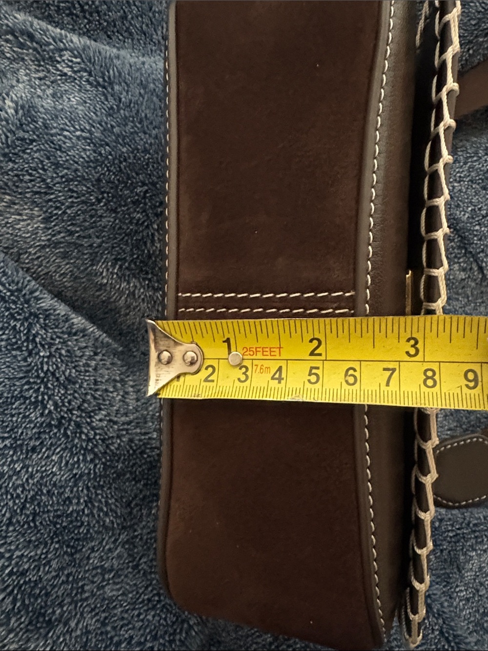 Tory Burch Dark Brown Leather Crossbody with Cream Whipstitch Trim - Picture 7 of 8